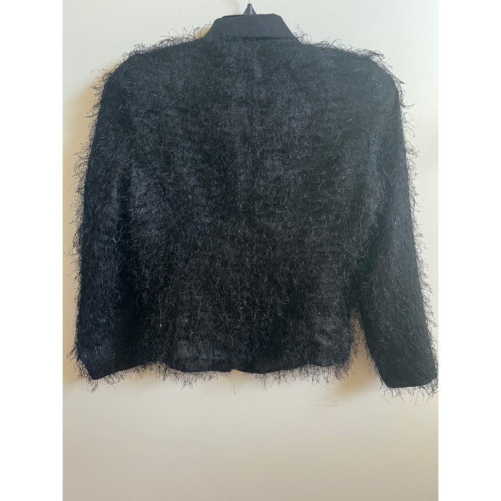 Vintage 90s‎ Russell Kemp New York Black Fringe Textured Jacket Blazer Women 10 - Picture 4 of 11